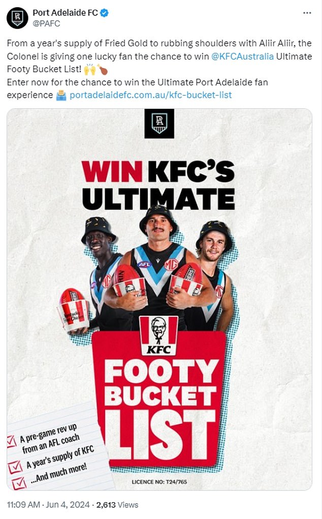 Aliir Aliir has been used in KFC promotions before without any negative reaction, and this ad is still active on Port Adelaide's Page X.