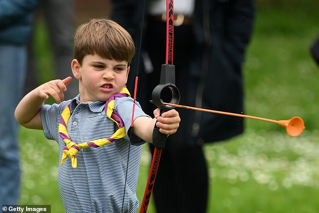 Prince Louis, who was five at the time, enthusiastically tried archery last year.