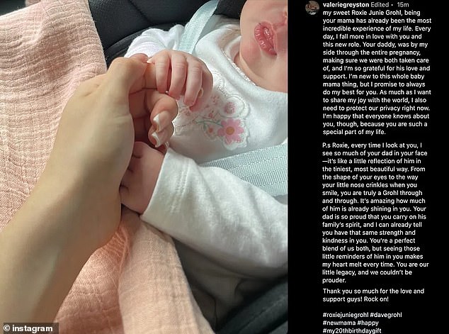 An Instagram post claiming to be his newborn daughter, named Roxie Junie Grohl, went viral, but a rep for Grohl later told TMZ that it's fake.