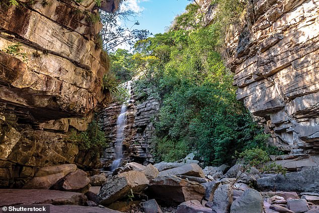 Above, 'The Mosquito Waterfall', one of many waterfalls like 'The Purification Waterfall' from the Meireles UFO encounter, visited by tourists from Brazil's Chapada Diamantina National Park