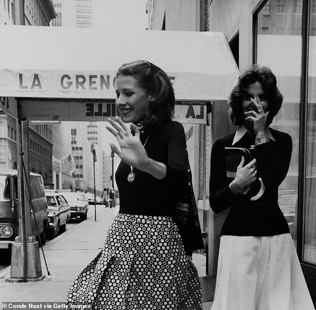 The daughter of Spanish racing driver Alfonso de Portago, Andrea, and famous interior designer Kitty Hawks, were photographed in short skirts in front of the iconic New York restaurant.