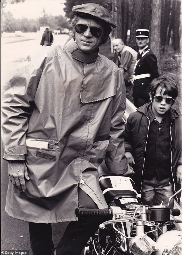 Chad (right) was the son of legendary Hollywood star Steve McQueen (pictured left on the set of his film Le Mans in 1971).