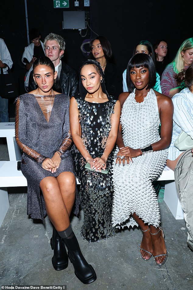 Leigh-Anne and AJ were pictured looking as glamorous as ever in the front row, rubbing shoulders with Vivienne Westwood's granddaughter and model Cora Corré.