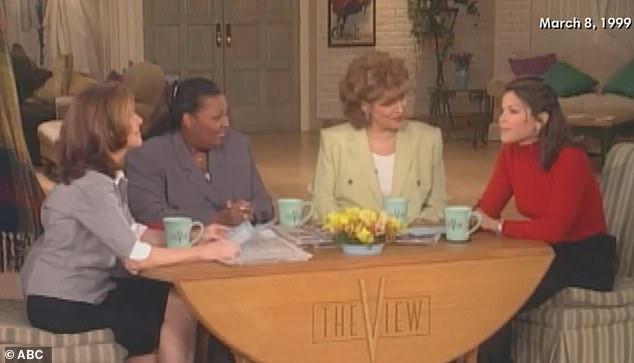 Lauren pictured sitting next to Joy during one of her auditions for The View in March 1999.