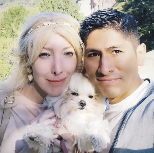 Serena appears in the photo above with her dog and her Peruvian husband.