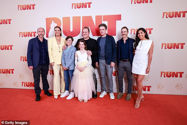 He also seemed happy to be in the company of his Runt co-stars Celeste Barber, Lily LaTorre, Jack LaTorre, director John Sheedy, Matt Day and writer Craig Silvey.