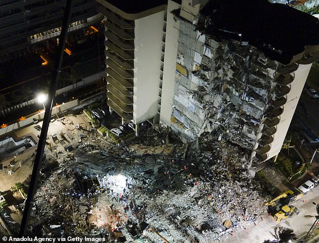 State legislation enacted following the 2021 collapse of the Champlain Tower South in Surfside (pictured), which killed 98 people, means hundreds of thousands of condo owners must now shell out large sums for previously neglected maintenance.