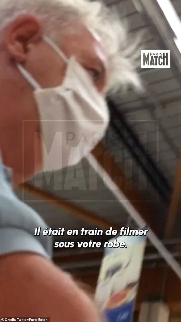 Pélicot was confronted by a security guard during the incident on September 12, 2020. The caption reads: 'I was filming under your dress'