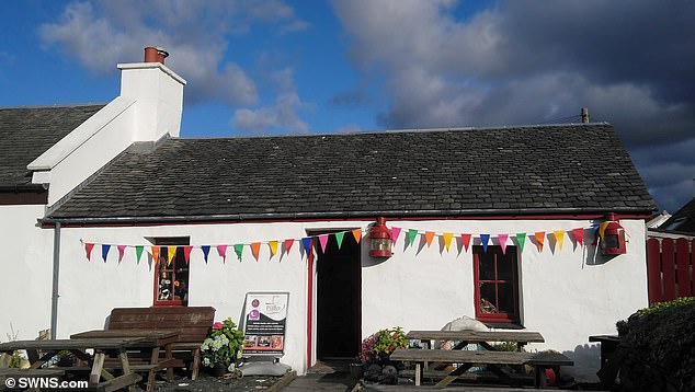 Puffer Bar and Restaurant (pictured) sits on the edge of Easdale Island, the smallest permanently inhabited island in the Inner Hebrides.