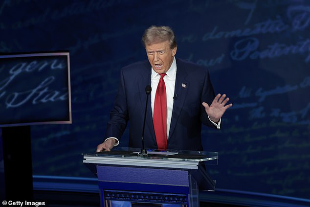 The post reached national heights and even made it to the debate stage, where Republican candidate Donald Trump (pictured during the debate) claimed the rumor was true, despite moderators saying officials had found no evidence. The debate was broadcast to 67 million people.