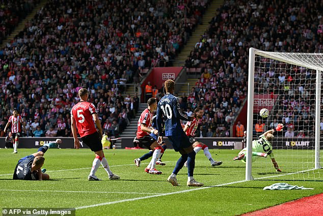 De Ligt (left) headed the ball past Aaron Ramsdale (right) and into the net.