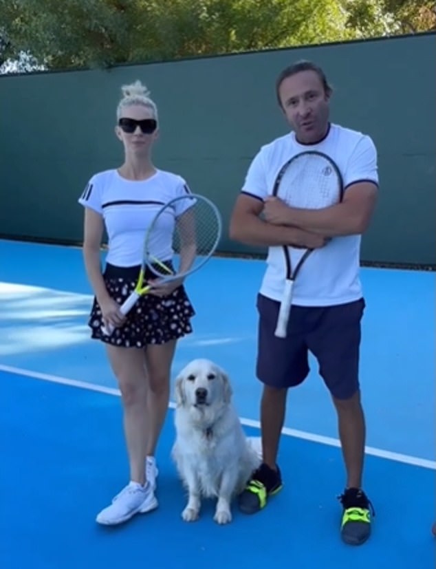 The tanned, blonde-haired coach regularly posts tennis tip videos, featuring his dog Sierra, on his Instagram account, which has just over 2,000 followers, one of whom is Blum.