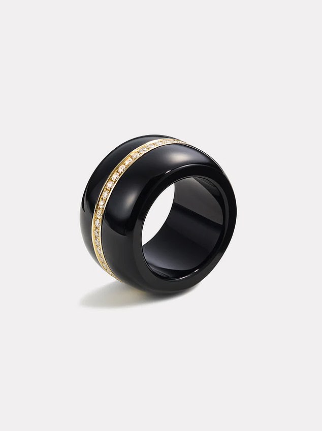 Ms Winkleman said her Pebble diamond cocktail ring from jeweller By Pariah, which costs £3,300 and comes in jet black onyx, is an accessory she wears on her pinky finger.