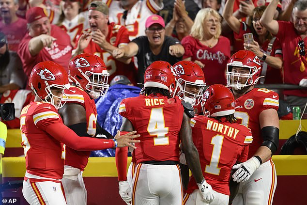 Rashee Rice (center) and rookie Xavier Worthy (second right) will now see more of the ball.