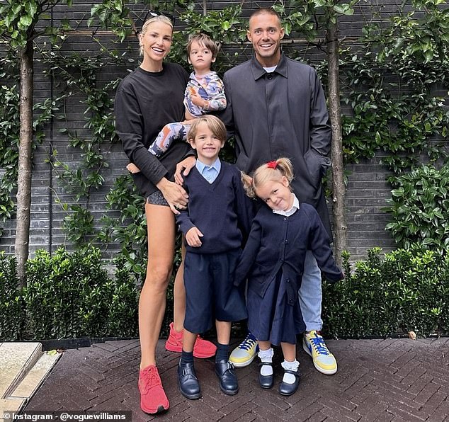 Vogue and Spencer married in 2018 and have son Theo, six, daughter Gigi, three, and son Otto, two (all pictured in September).