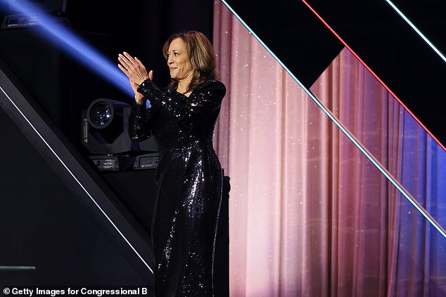 Vice President Kamala Harris ditched her Chuck Taylor sneakers and blazers and donned a daring sequin dress to head to the Congressional Black Caucus Foundation's Phoenix Awards Dinner.