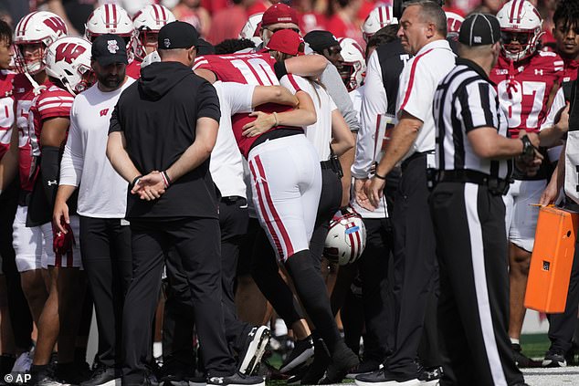 He was taken to the injury tent on the sideline before heading to the locker room on a cart.