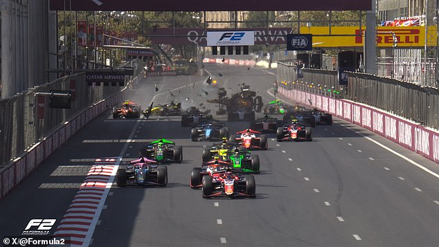 A problem with one of the drivers' cars caused it to stop at the start line while the other drivers raced away.