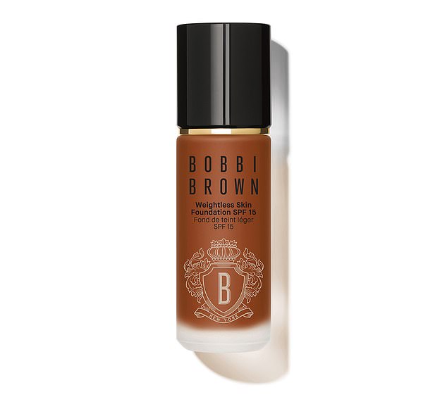 Bobbi Brown Weightless Skin Foundation SPF 15 (£43, bobbibrown.co.uk). This hydrating formula comes in 53 shades and stops shine without stripping it away. The matte finish looks polished, but not heavy, and lasts all day.