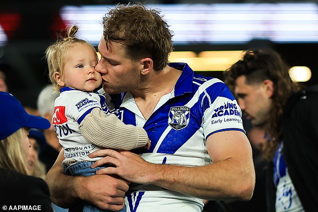 The Canterbury superstar clung to his son Noa after the final whistle