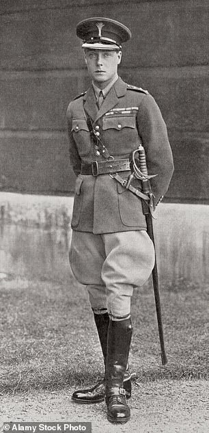 Prince Edward, future Edward VIII, later Duke of Windsor, seen in military uniform