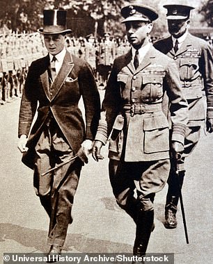 The Prince of Wales, Edward VIII, at the Royal Air Force Memorial, with his brother, the Duke of York