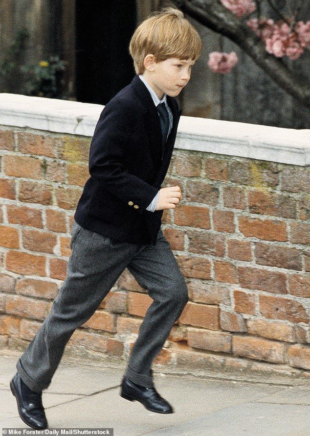 Prince Harry jogging after Easter Sunday service in Windsor, April 1992