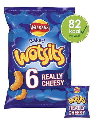 Cheese flavoured Wotsits weigh 16.5g and contain 82 calories.