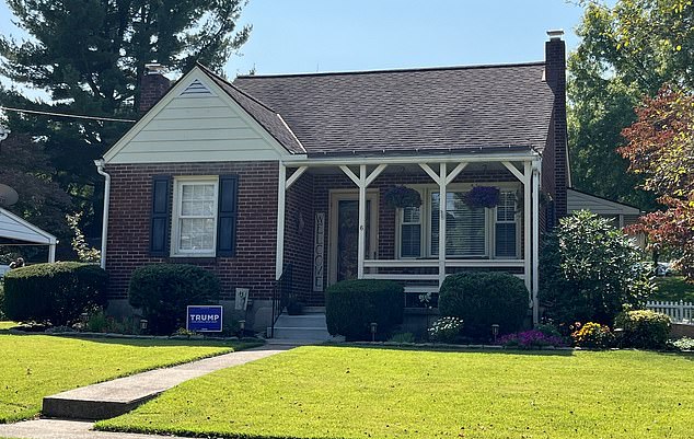 A house right next to a Kamala Harris supporter's home had a Donald Trump sign in the driveway in Wyomissing, Pennsylvania. DailyMail.com found neighborhoods in the city with Harris and Trump signs