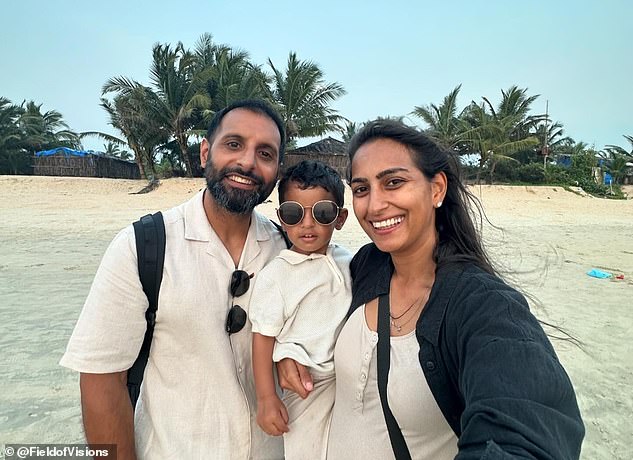 Irfan says: “Every day became an adventure and the world became our classroom.” Above, the family on a beach in Goa, India