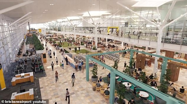 The first part of Brisbane Airport's transformation is its international terminal, which has received its biggest makeover since opening in September 1995. Pictured is an artist's impression