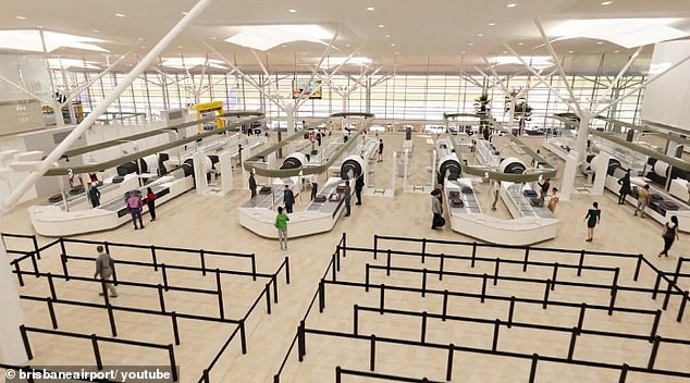 The security screening area at the international terminal will be moved from a windowless area on level three to a much brighter, more naturally lit space on level four. Artist's impression