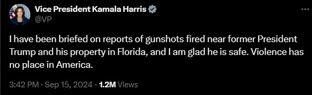 As reports of the shooting circulated, Vice President Kamala Harris issued her own response on X, saying she was glad her rival 