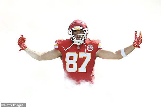 Kelce has adopted a goalie pose as he walks onto the field, which has a deeper meaning for him.