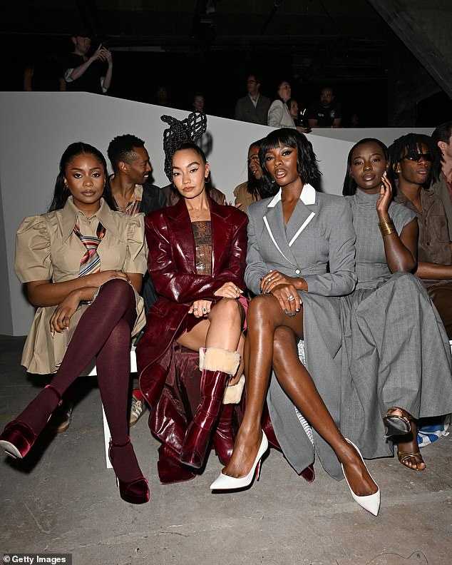 The former Little Mix star enjoyed the star-studded fashion show as she was pictured rubbing shoulders with Kiki Osinbajo, Leigh-Anne Pinnock, AJ Odudu and Priscilla Anyabu.