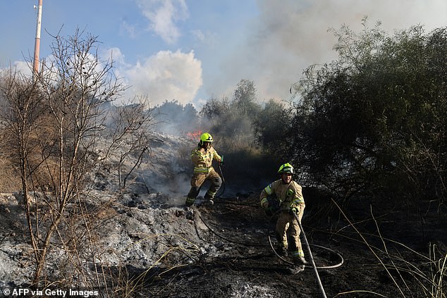 Response teams extinguished a fire in the Lod area near Tel Aviv in central Israel