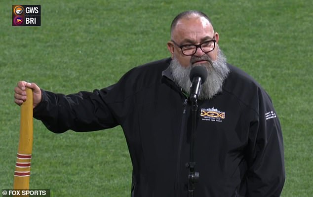 Brendan Kerin (pictured), a cultural educator with the Sydney Metropolitan Aboriginal Local Land Council, divided fans with a blunt welcome to country speech on Saturday night.