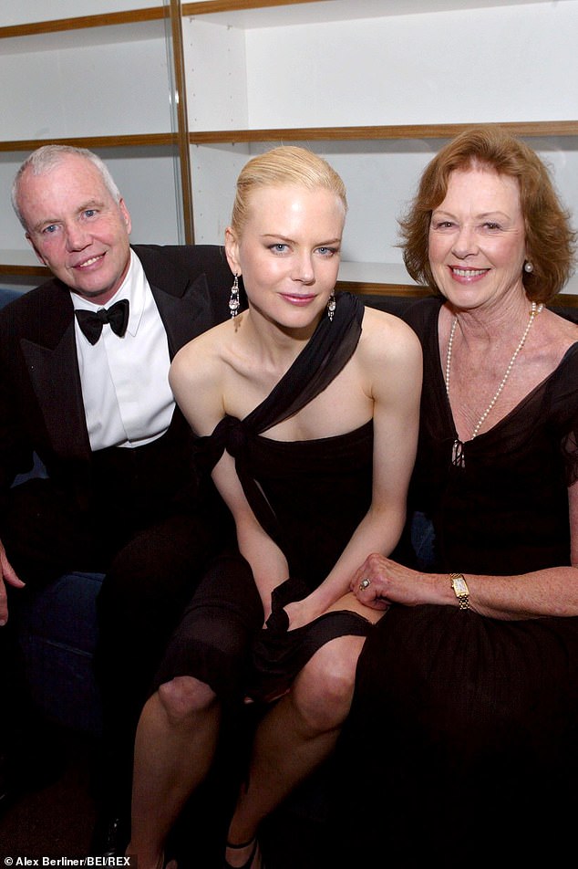 Nicole had an incredibly close bond with her parents. Pictured (l-r) Antony Kidman, Nicole Kidman and Janelle Kidman in 2003