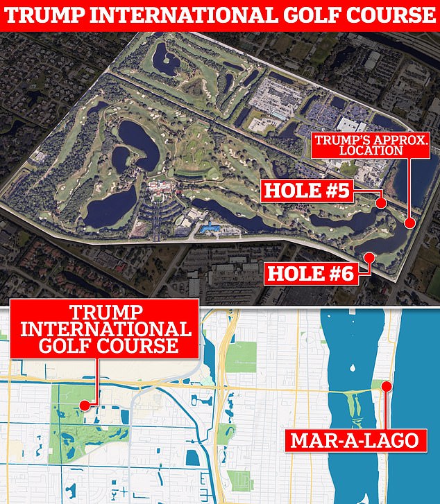 At the time, the shooter was about 300-500 meters from the Republican presidential candidate who was playing golf between holes five and six.