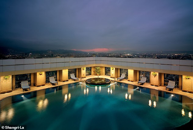 Above, the Shangri-La's rooftop pool and jacuzzi.