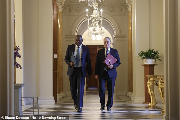 Prime Minister Keir Starmer and Foreign Secretary David Lammy speak as they prepare for a meeting with US President Joe Biden on Friday