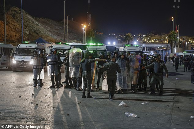 Moroccan police on August 16 turned back hundreds of people heading towards the Spanish enclave of Ceuta.