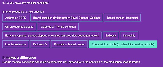 He or she will also ask about your medical history, including whether you have had any fractures, whether you take steroids, and whether you have any long-term health conditions such as breast cancer or rheumatoid arthritis.