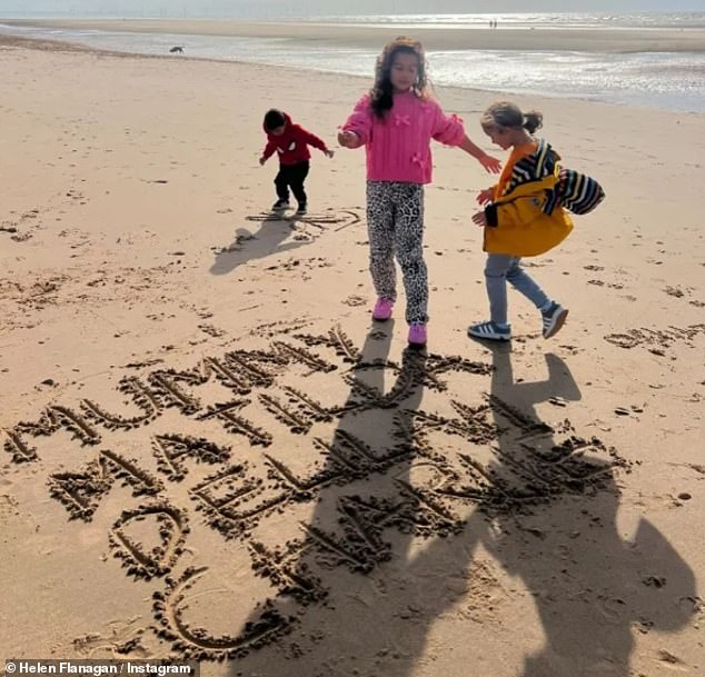 Following confirmation of her ex's new romance, Helen later shared a snap on Instagram enjoying a day out with her three children on Liverpool's Formby Beach.