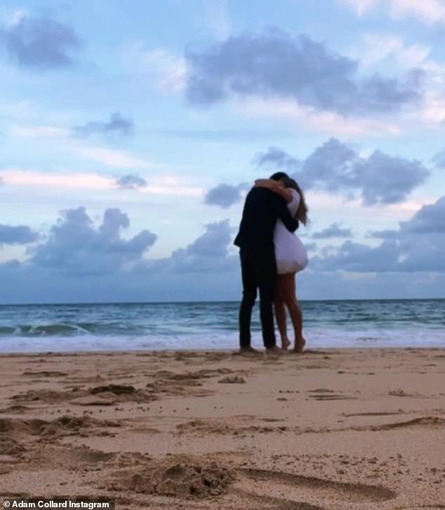 The couple, who are expecting their first child together, looked happier than ever as they posed for sweet snaps after Adam got down on one knee on St Ives beach.