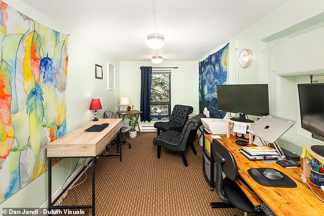 The house has an office and a library outside the mezzanines.