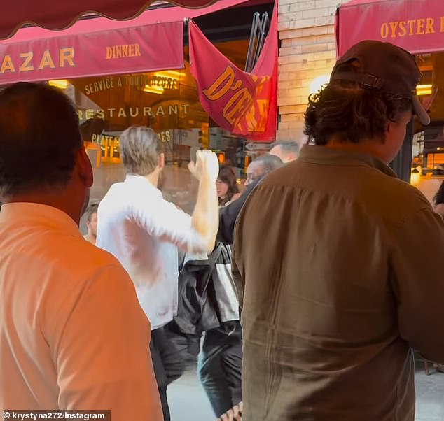 Video of the incident has been widely shared and shows the fight taking place as several staff members attempted to restrain the man using metal bollards and chairs.