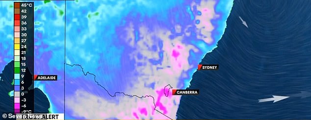 The cold front is due to Antarctic air from last week being trapped in a high pressure system, which causes it to circulate across most of the country (weather map in the image)