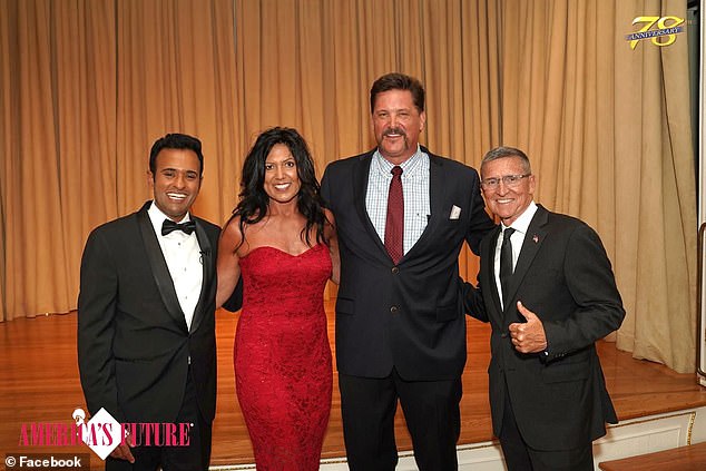 Sheriff Bruce Zuchowski is seen with Vivek Ramaswamy, left, his wife Mandy, and Gen. Mike Flynn, right, at Trump in March 2024