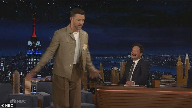 Fallon laughed while watching his good friend Timberlake on the NBC talk show.